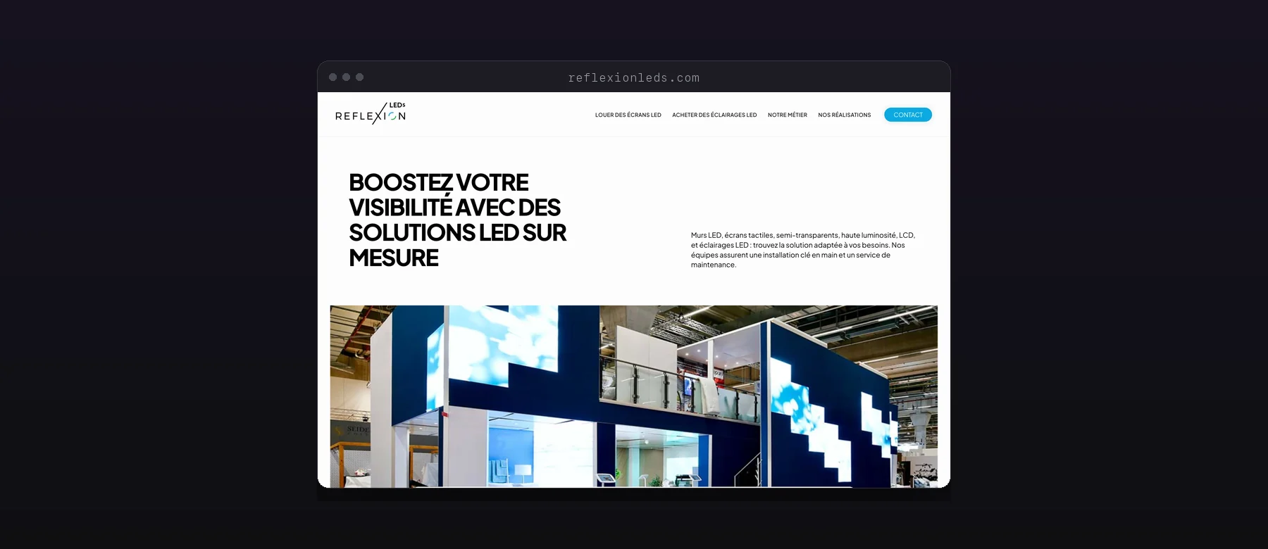 La page d'accueil du site Reflexion LEDs