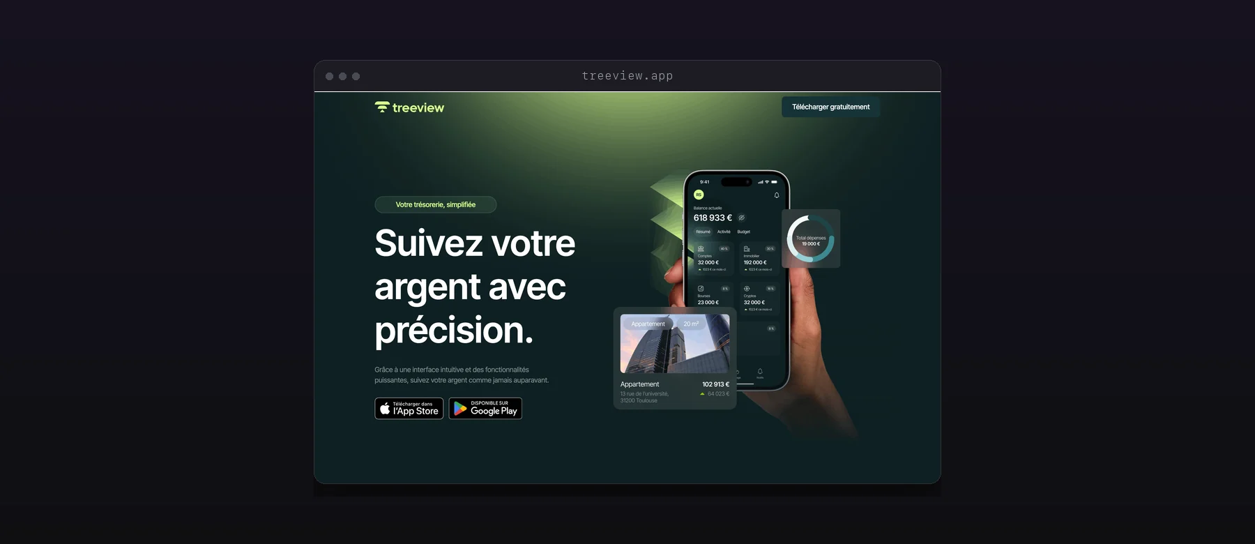 La page d'accueil du site Treeview