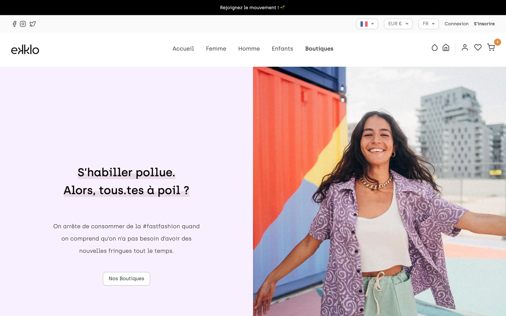 La page d'accueil d'Ekklo