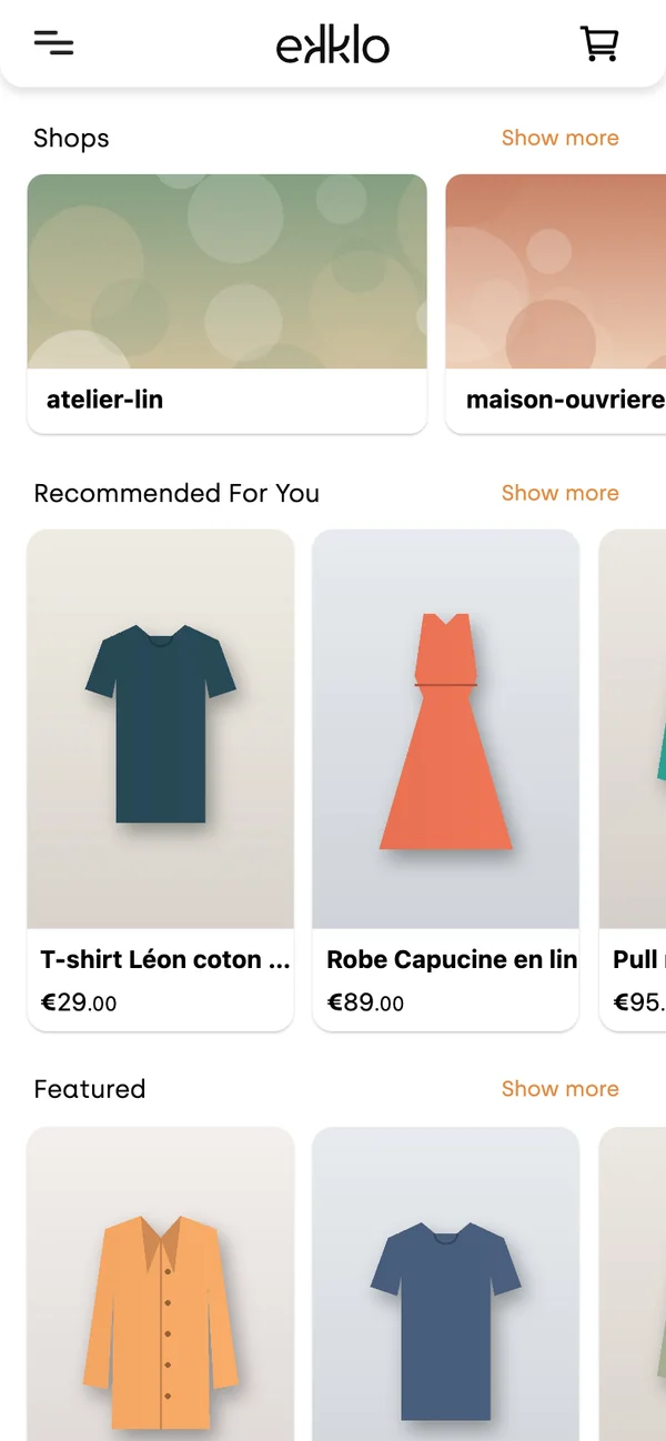 L'accueil de l'application mobile Ekklo