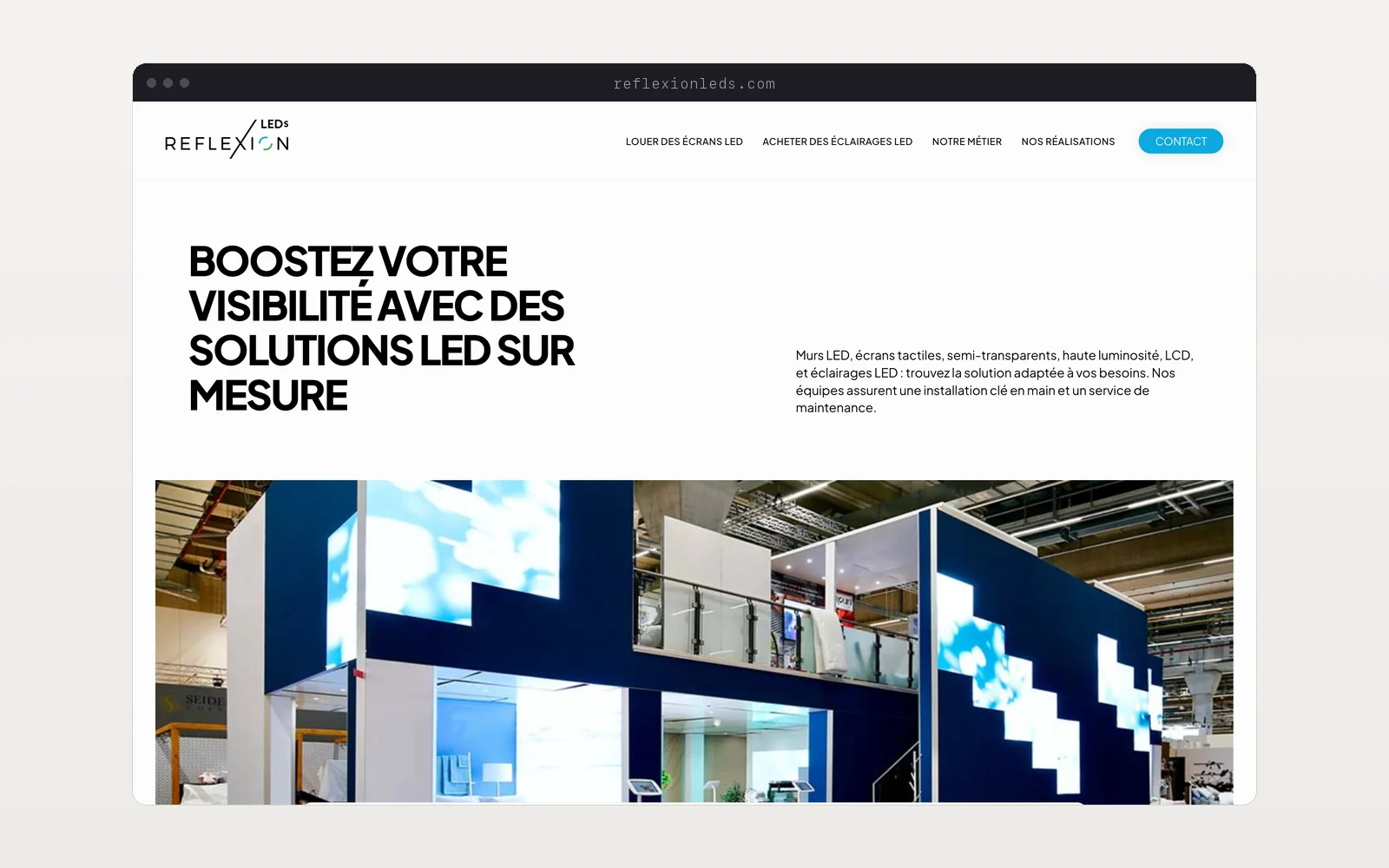 La page d'accueil du site Reflexion LEDs