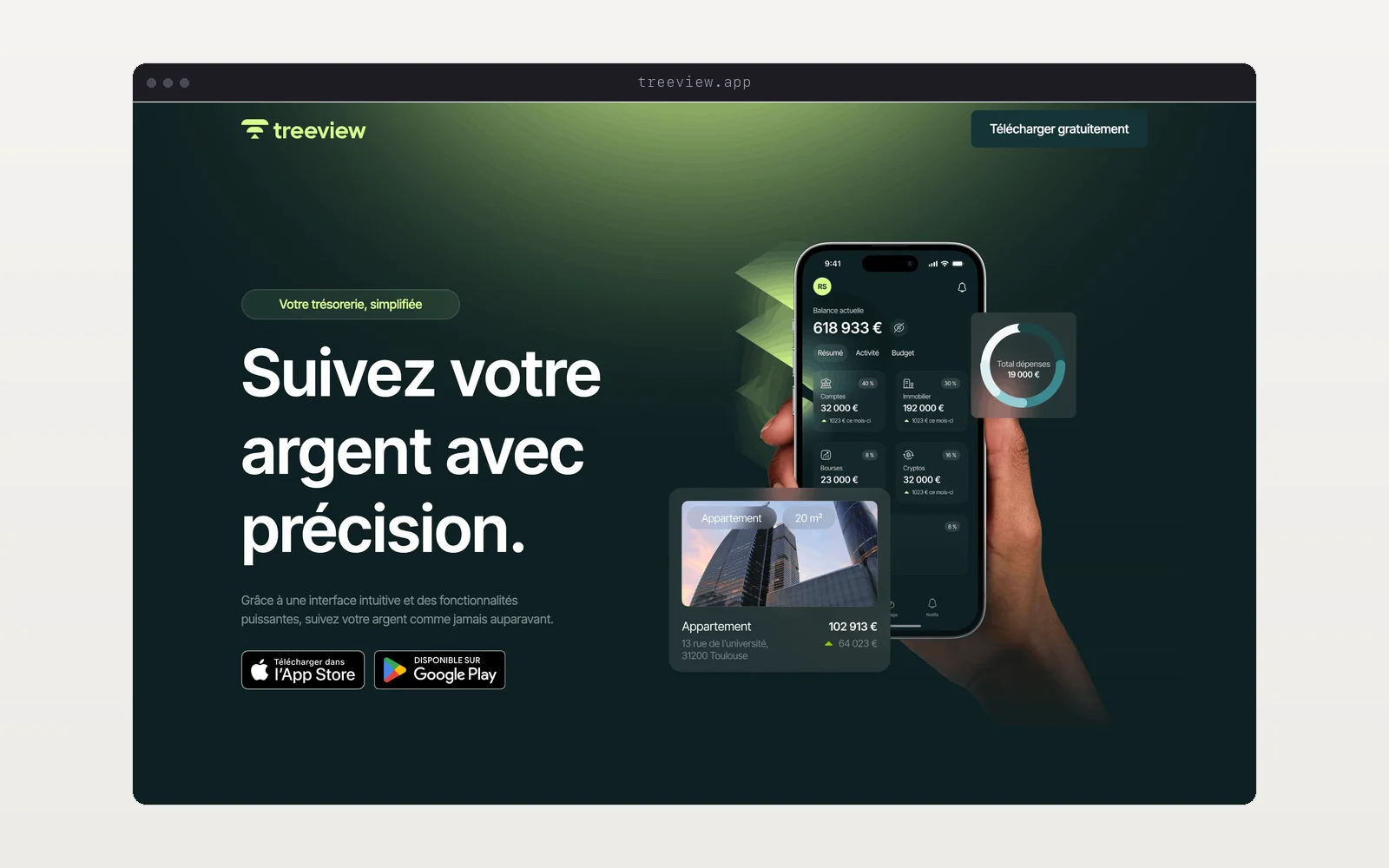 La page d'accueil du site Treeview