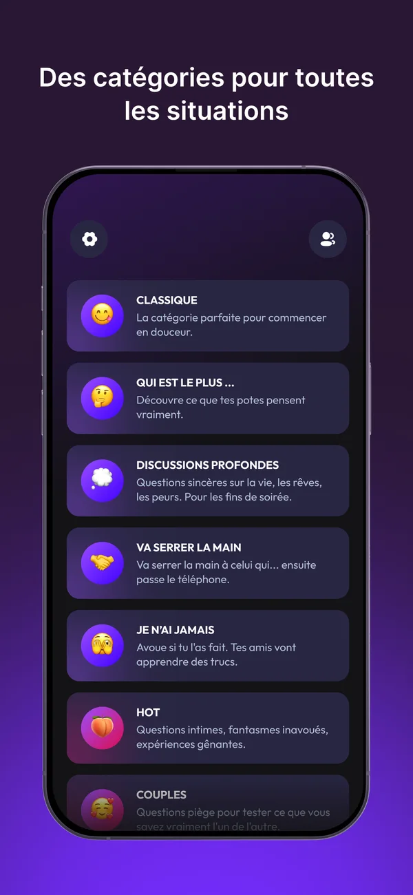 Les catégories de jeu