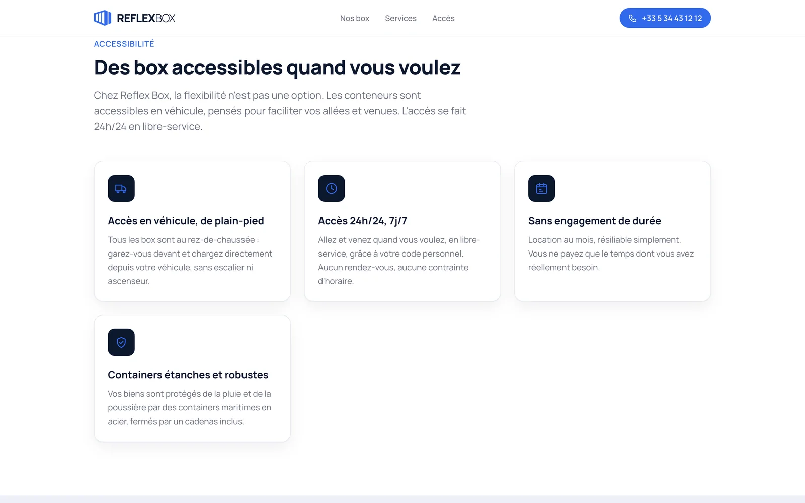 La présentation des box sur le site Reflex Box