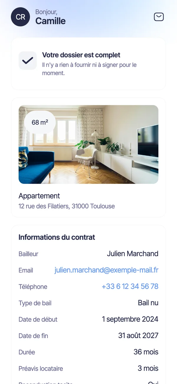 L'espace du locataire