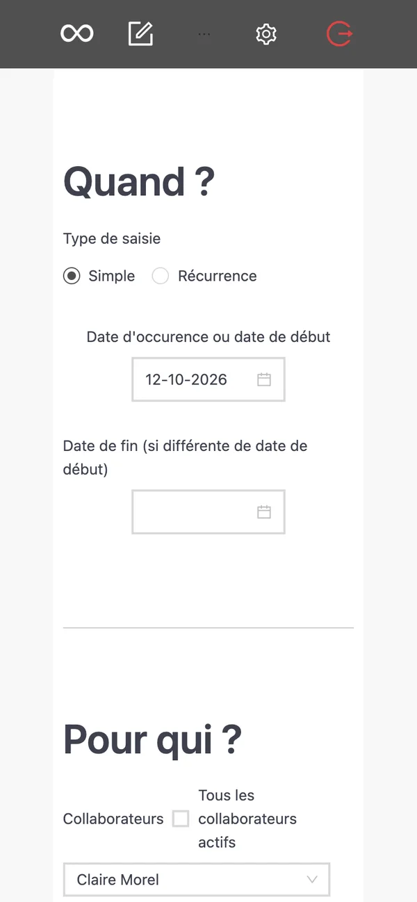 La saisie sur mobile