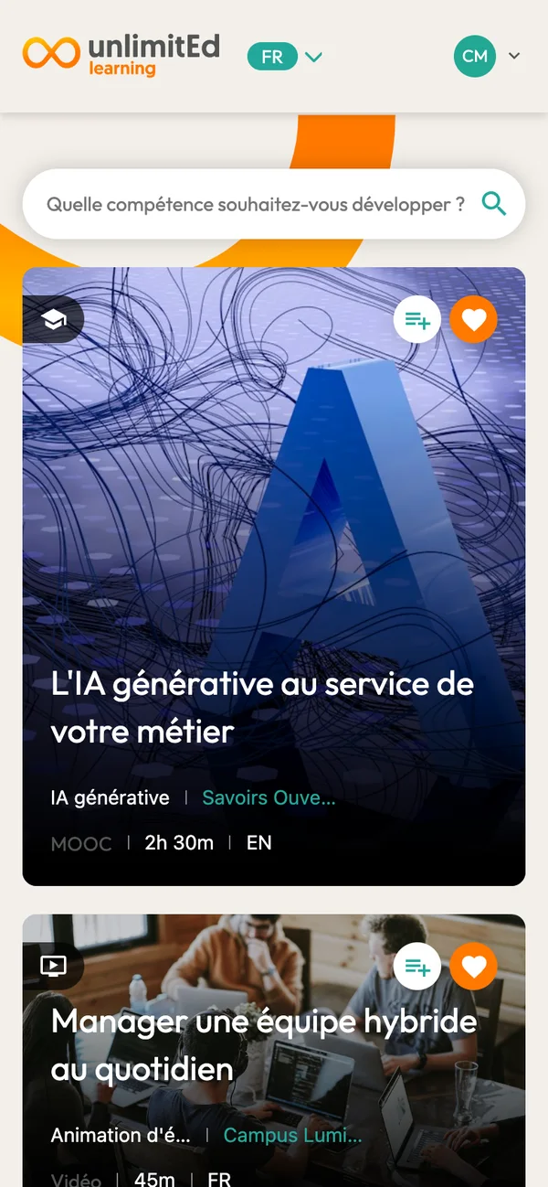 L'accueil sur mobile