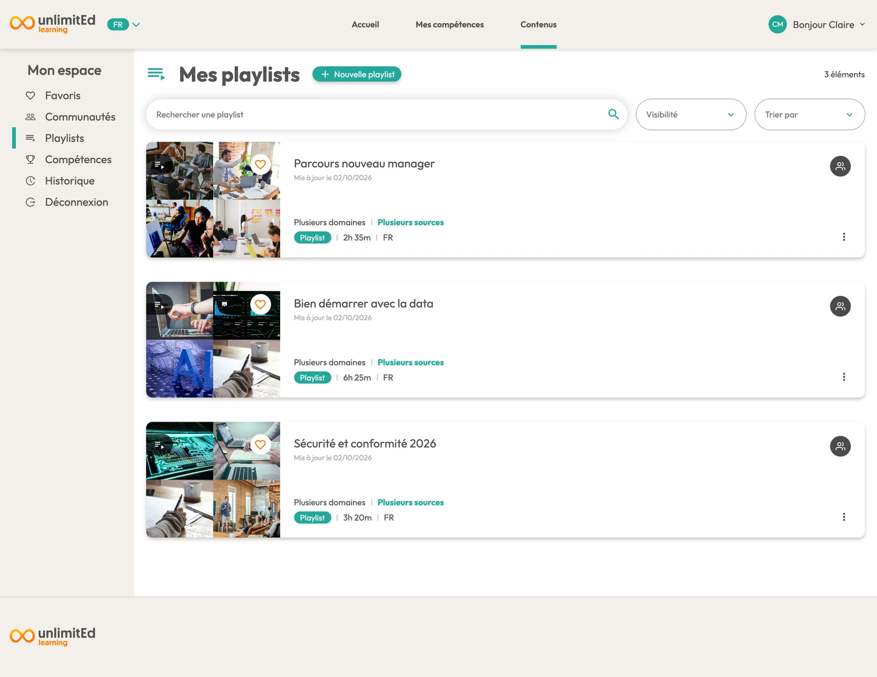 Les playlists du collaborateur
